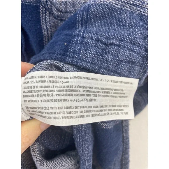 Hollister Mens Blue Plaid Cotton Flannel Button Down Shirt Medium Grunge Preppy - Picture 8 of 9